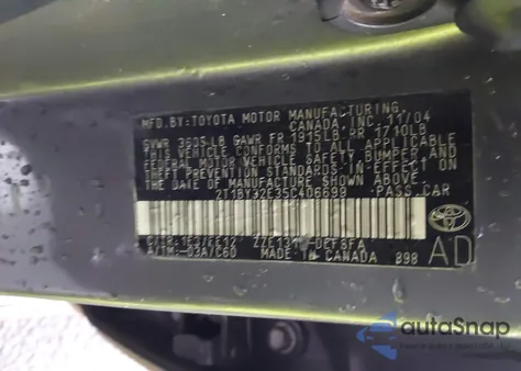 2005 Toyota Corolla Xrs из США, поврежденный, VIN 2T1BY32E35C406699